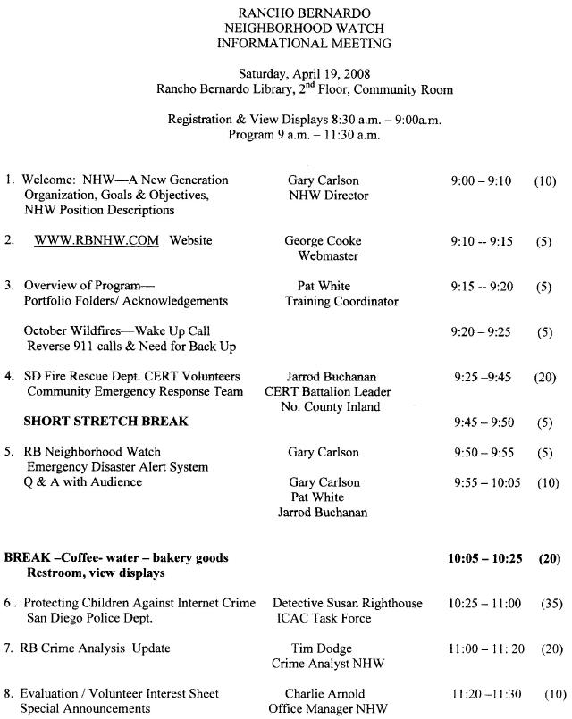 agenda of the meeting