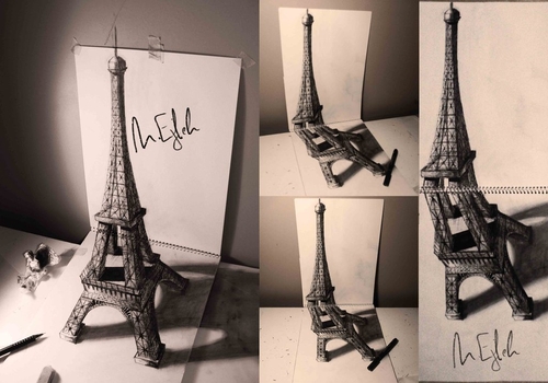 07-Eiffel-Tower-Other-Angles-Muhammad-Ejleh-2D-Like-3D-Drawings
