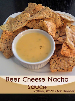 Beer Cheese Nacho Sauce:  A spicy cheese sauce made with beer.  Great as a dip, on nachos, tacos, or veggies.
