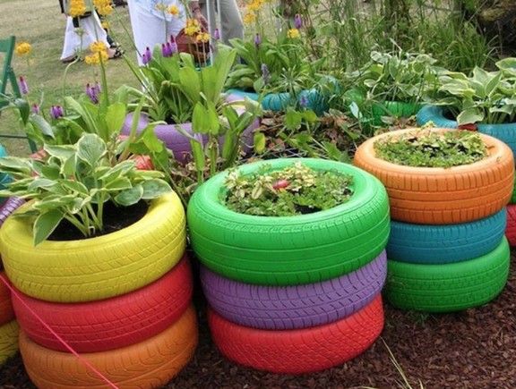 recycle craft with old tyres for your garden & home