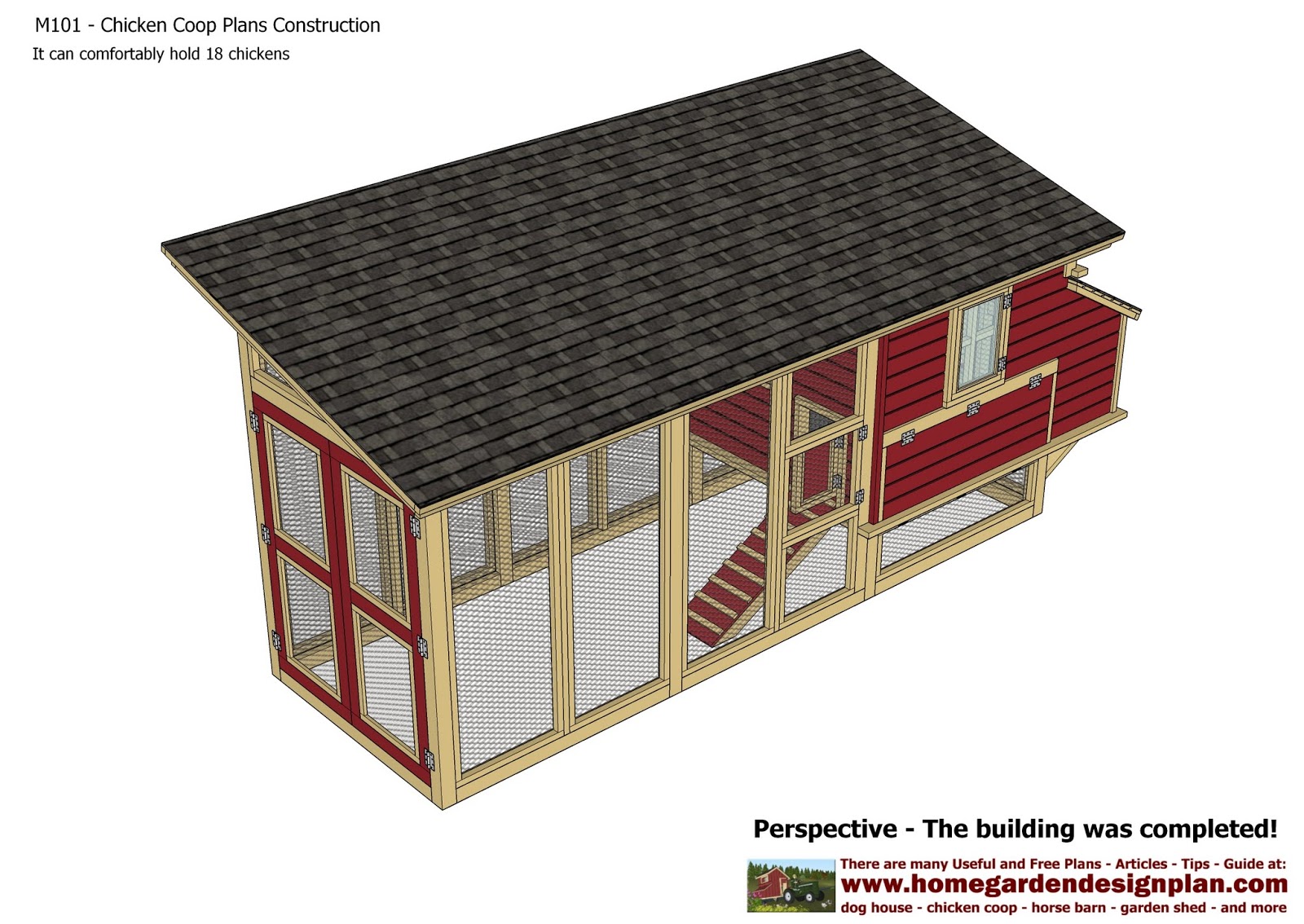 home garden plans M101 Chicken Coop Plans Construction Chicken