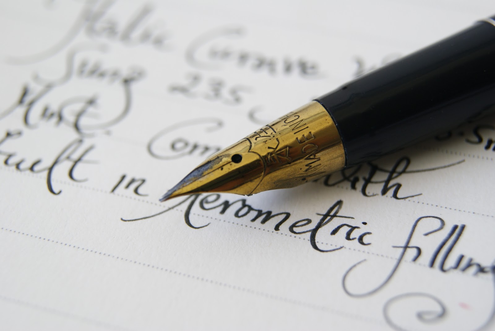 Fountain pen calligraphy alphabet image