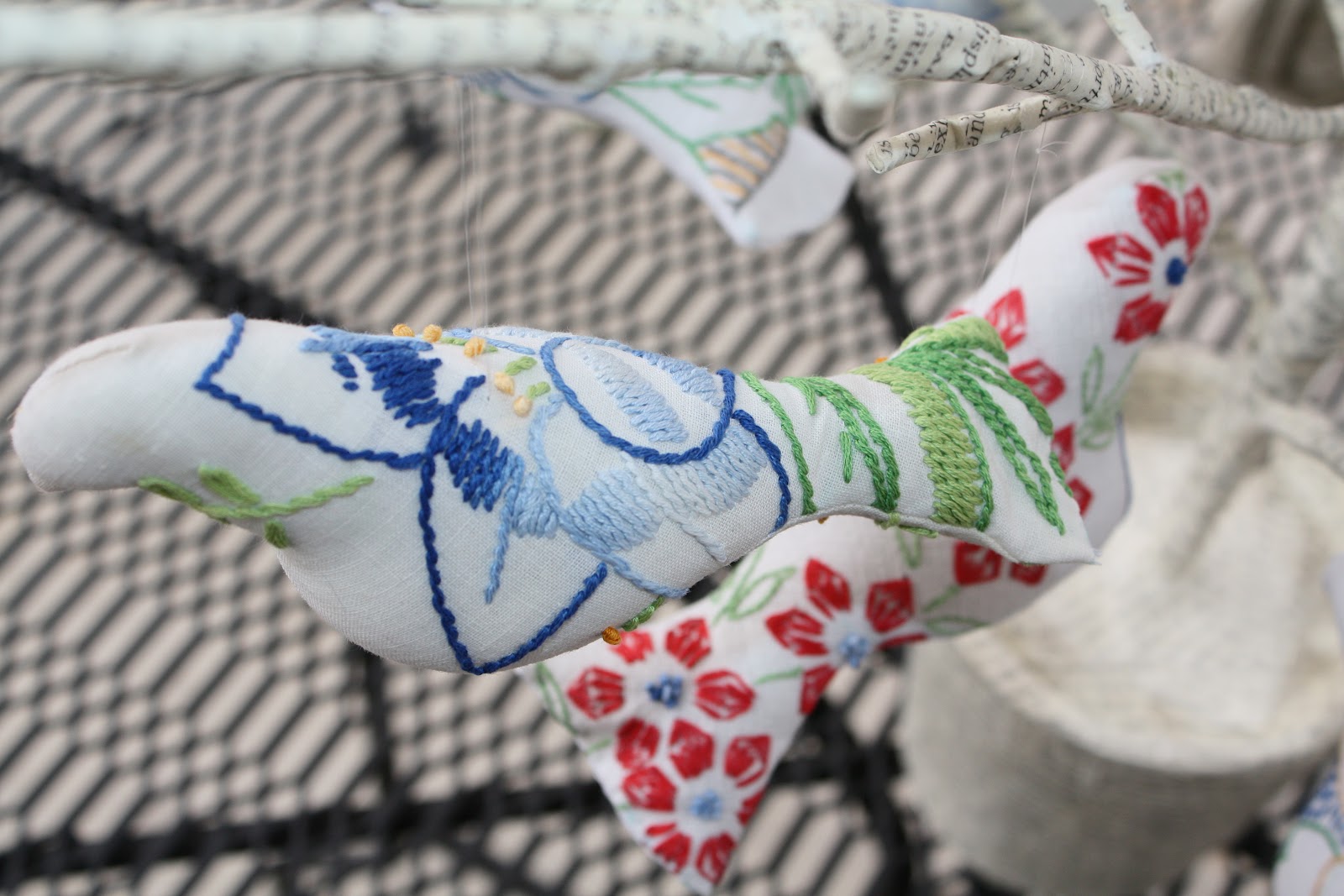 Isa Creative Musings Upcycled Vintage Embroidered Linen Birds