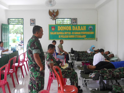 KODIM 0725/SRAGEN GELAR DONOR DARAH DALAM RANGKA PERINGATI HUT KODAM IV/DIP KE-62