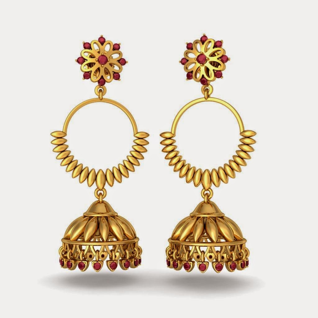Indian Gold Jhumka Earring Designs 2014-15 Wallpapers Free Download