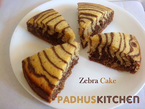 Eggless Zebra Cake Recipe Eggless Zebra Cake Recipe