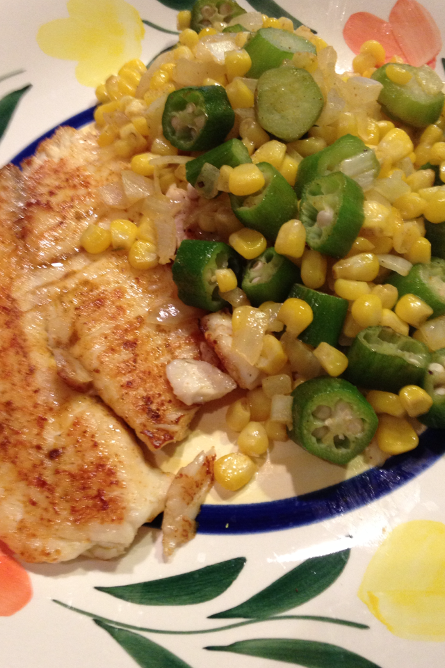 Louisiana Tilapia with Okra and Corn Day 1 Once upon a Stovetop