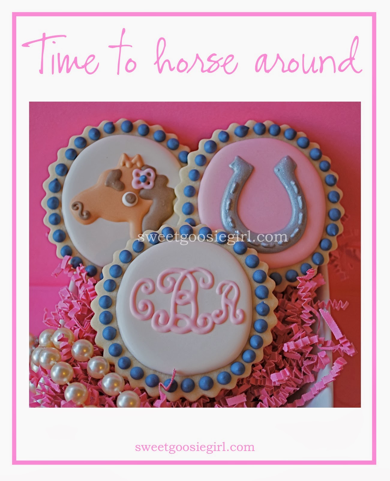 Sweet Goosie Girl Horse, Horseshoe & Monogram Decorated Sugar Cookies