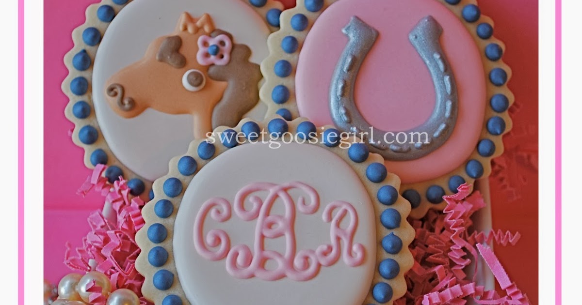 Sweet Goosie Girl Horse, Horseshoe & Monogram Decorated Sugar Cookies