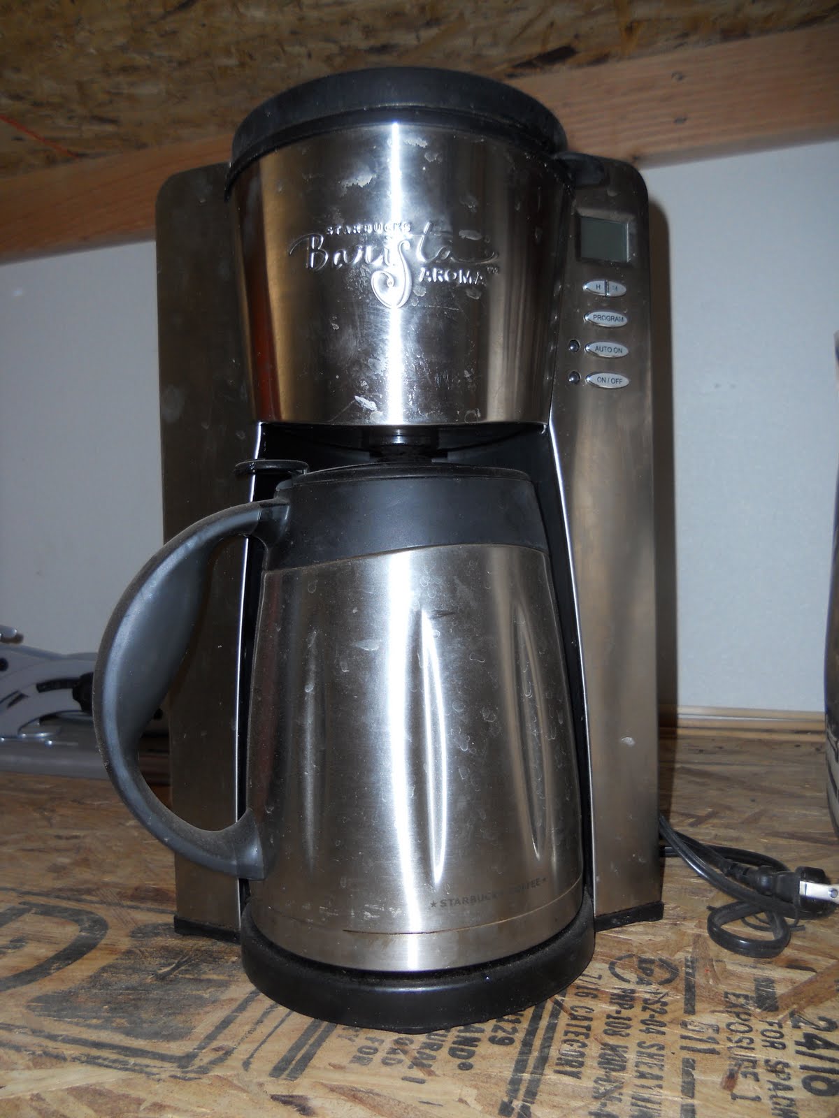 Online yard sale: Starbucks stainless steel programmable coffee pot with stainless steel filter USD 40