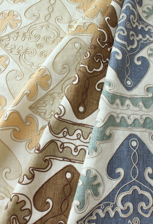 modern linen print Suzanne Tucker fabrics in linen