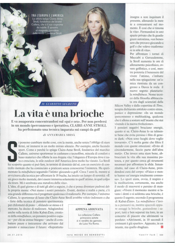 NEIGE DE BENEDETTI: Claire Anne Stroll, su Vanity Fair