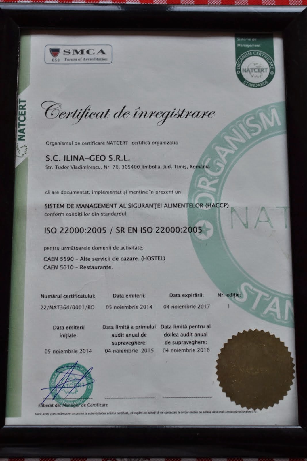 Certificat de inregistrare (ISO)