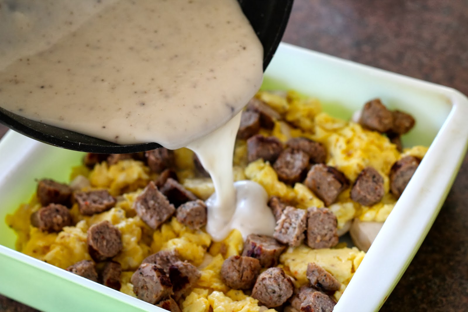 Mrs. Schwartz's Kitchen Biscuits, Sausage and Gravy Egg Bake