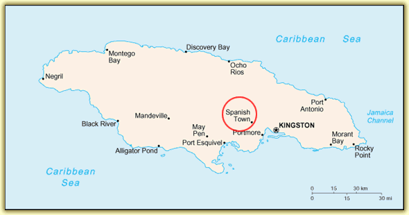 City map Spanish Town Jamaica