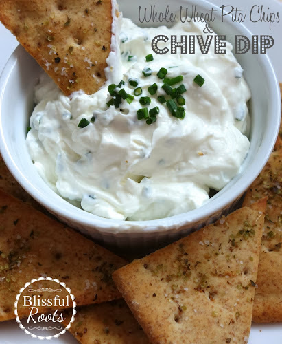 whole wheat pita and chive dip @ Blissful Roots