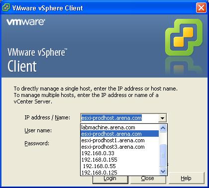 Clear IP address and Hostnames cache of VMware vSphere Client