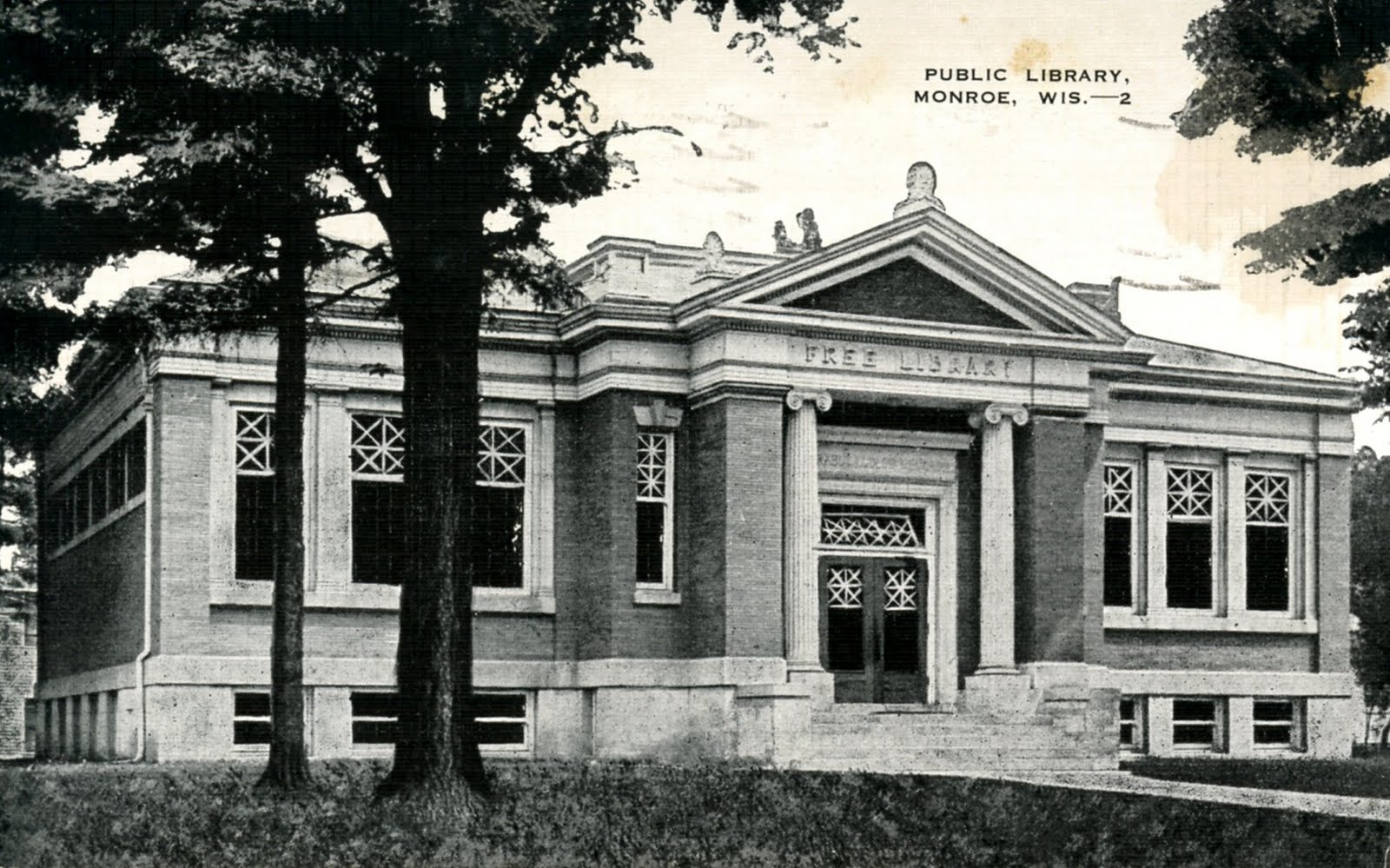 Library Postcards 1947 Public Library, Monroe, Wisconsin