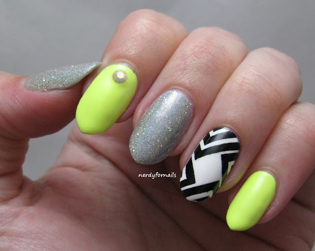Orly Key Lime Twist Skittlette with Stamping and Mirror Ball