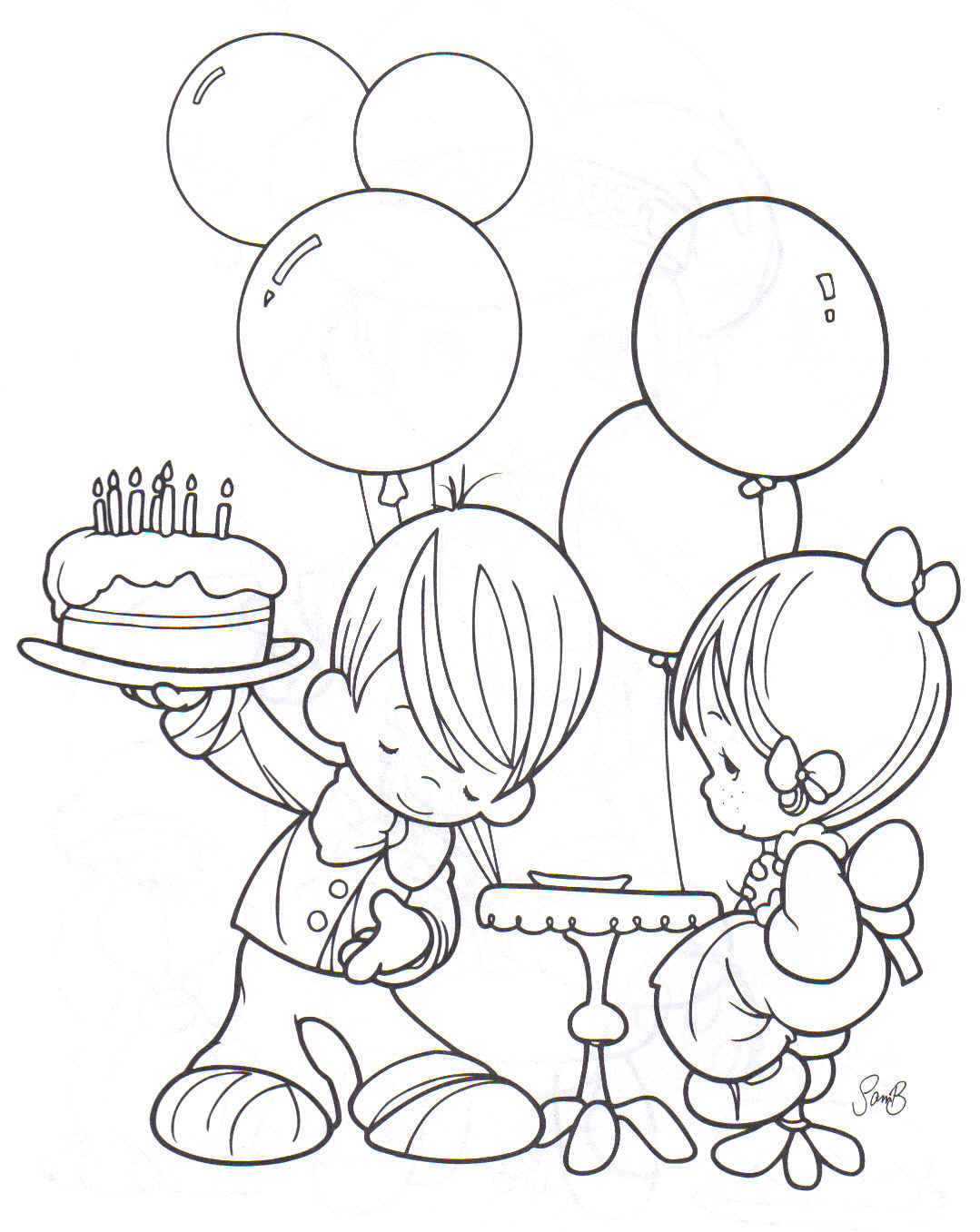 de Cumpleaños de los preciosos momentos para imprimir y colorear