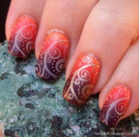 swirly matte gradient nail art