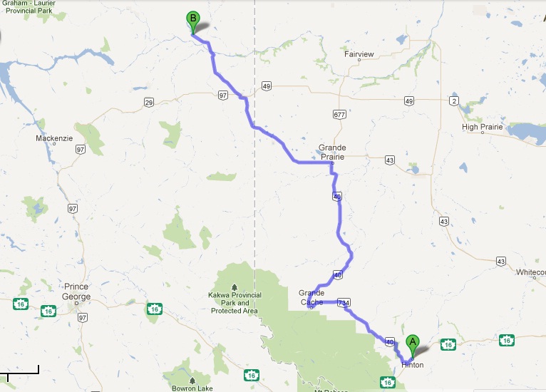 Riding the USA Day 7 Hinton, Alberta Charlie Lake, British Columbia