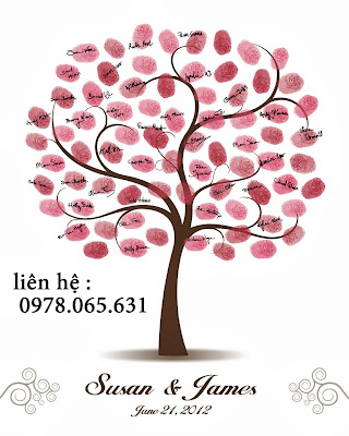 tranh in dấu vân tay tranh in dấu vân tay đám cưới,tranh in dấu vân tay wedding tree