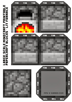 Large Scale Minecraft Printable Lit Furnace Block Large Scale Minecraft Printable Lit Furnace Block