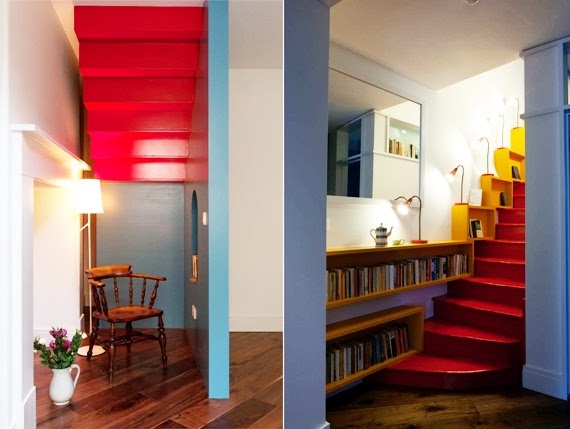 vermelho amarelo azul - cores primárias - escada  colorida
