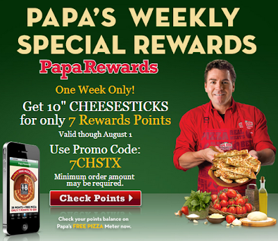 papa johns get free cheesesticks with 7 reward points