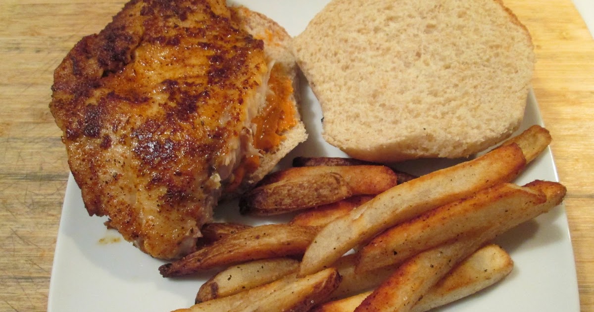 Diab2Cook Blackened Tilapia Fish Sandwich w/ Baked Fries