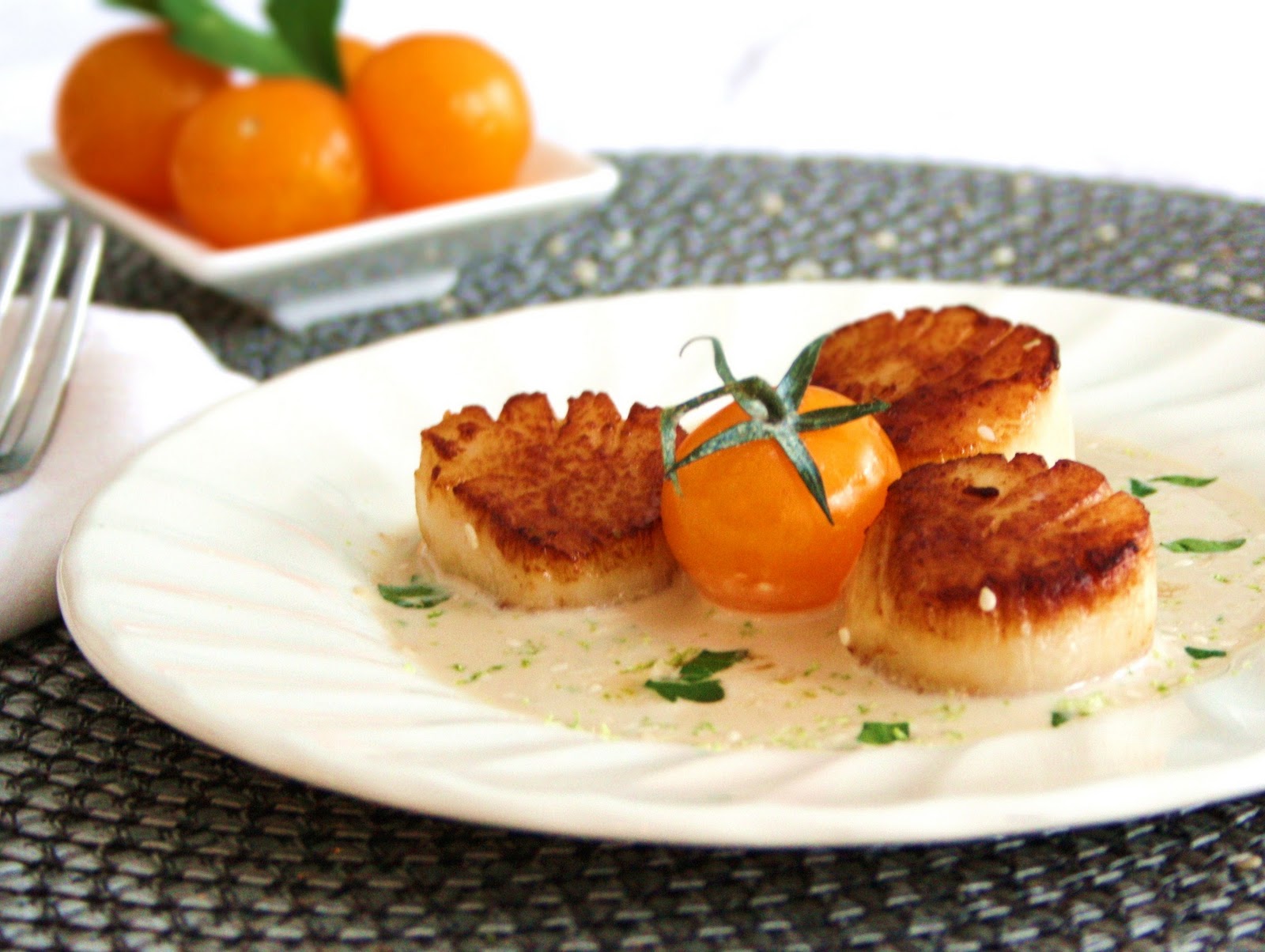 Seared Scallops with Lime infused Tahini
