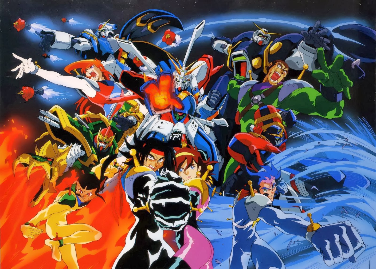 The cast of Mobile Fighter G Gundam