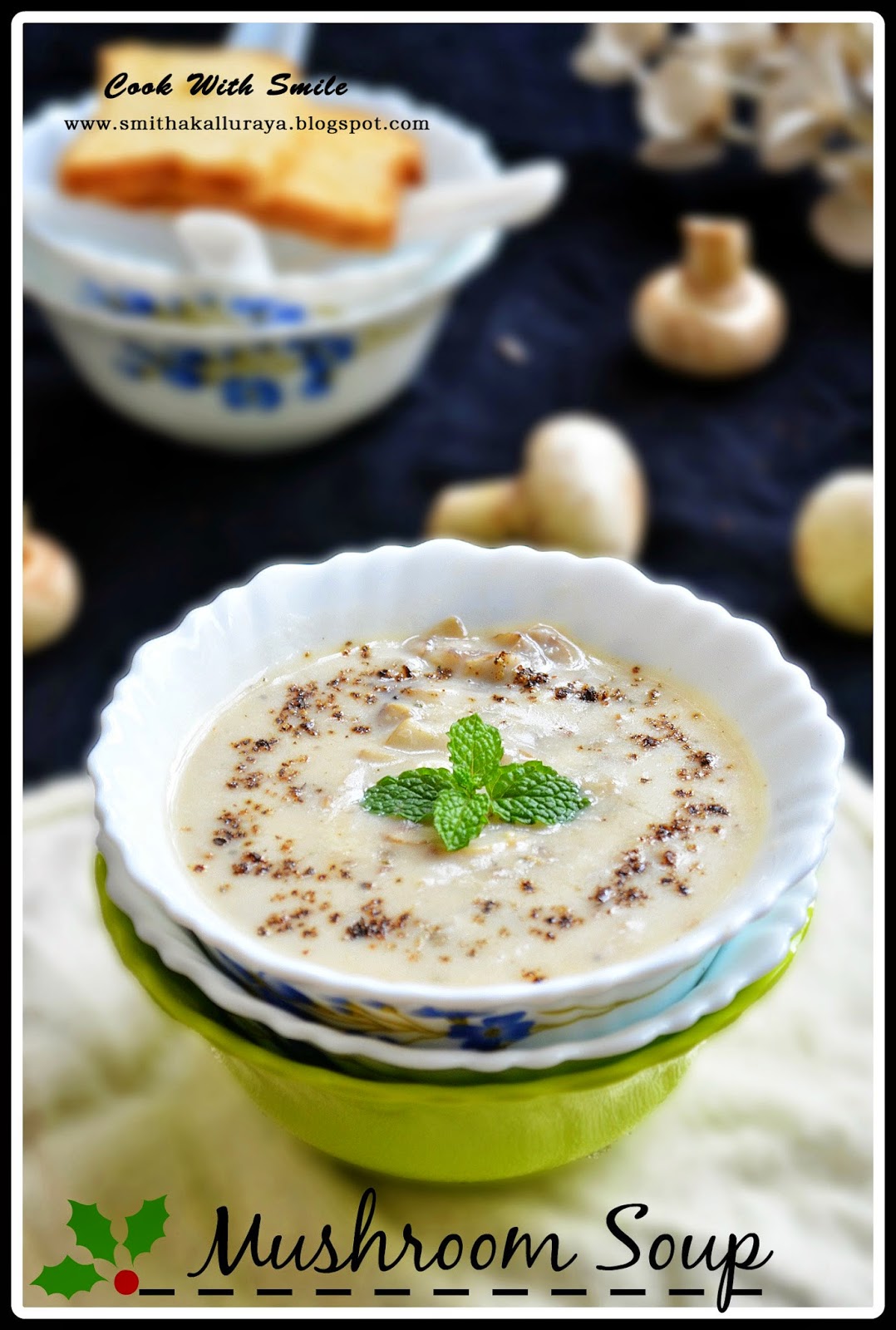 MUSHROOM SOUP RECIPE / CREAM OF MUSHROOM SOUP - VEGETARIAN & INDIAN