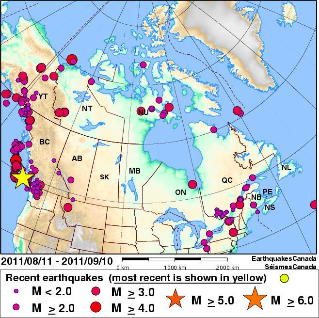 Earthquakes today in bc