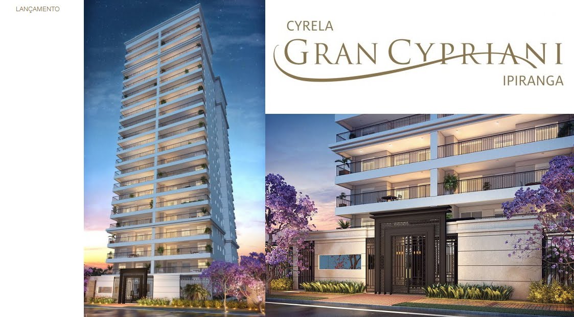 CYRELA GRAN CYPRIANI IPIRANGA Apartamentos de 115m², 3 dormitórios, 2 vagas demarcadas