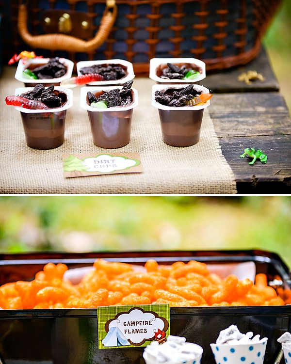 Check Out These Adorable Camping Party Food Ideas By Bloghwtm Smore Cupcakeshomemade Granolacampfire Flame Snacks Just To Name A Few