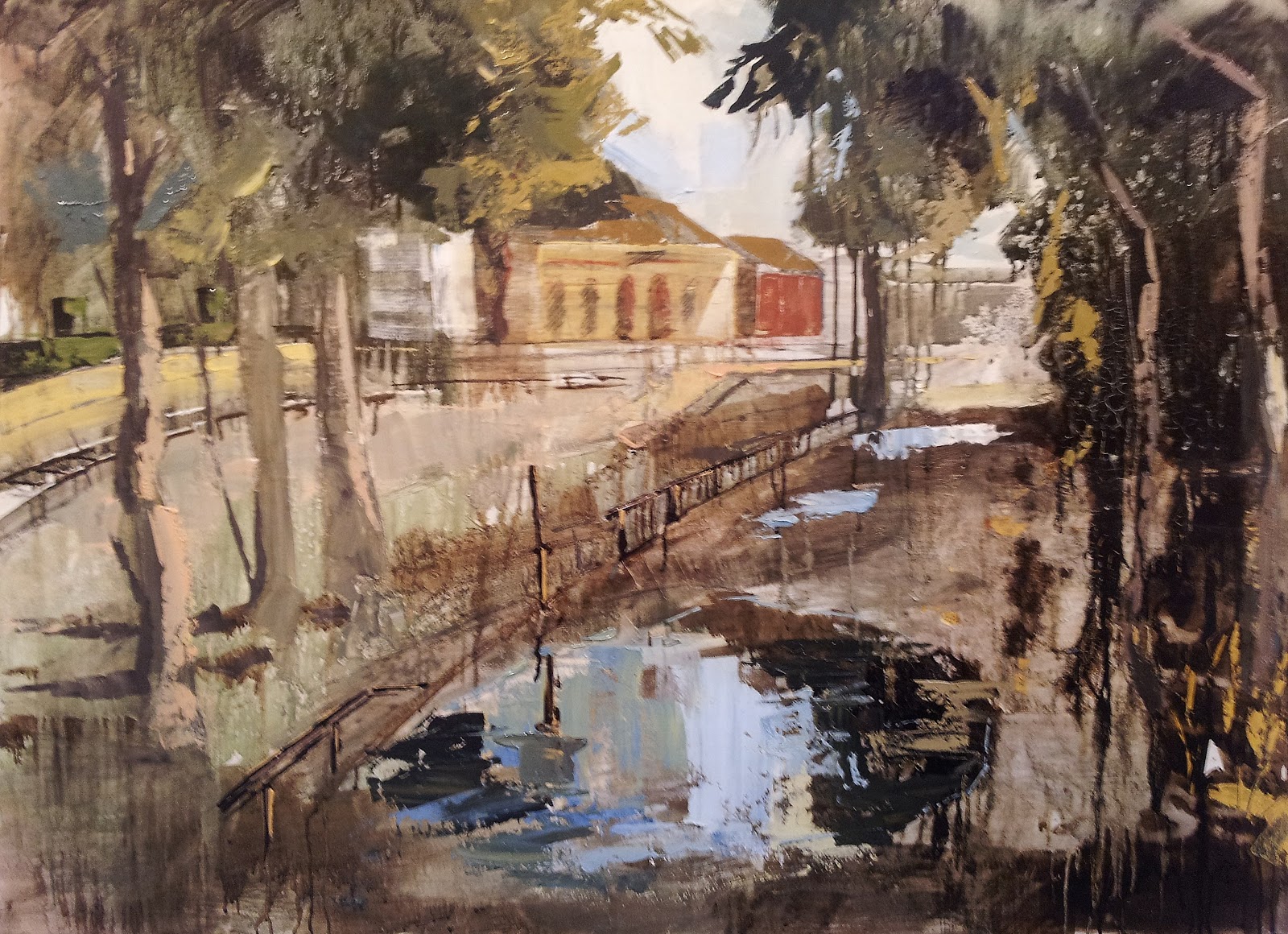 Miguel Soro La Estación de Benigànim. acrílico/tabla 120X100 (Primer