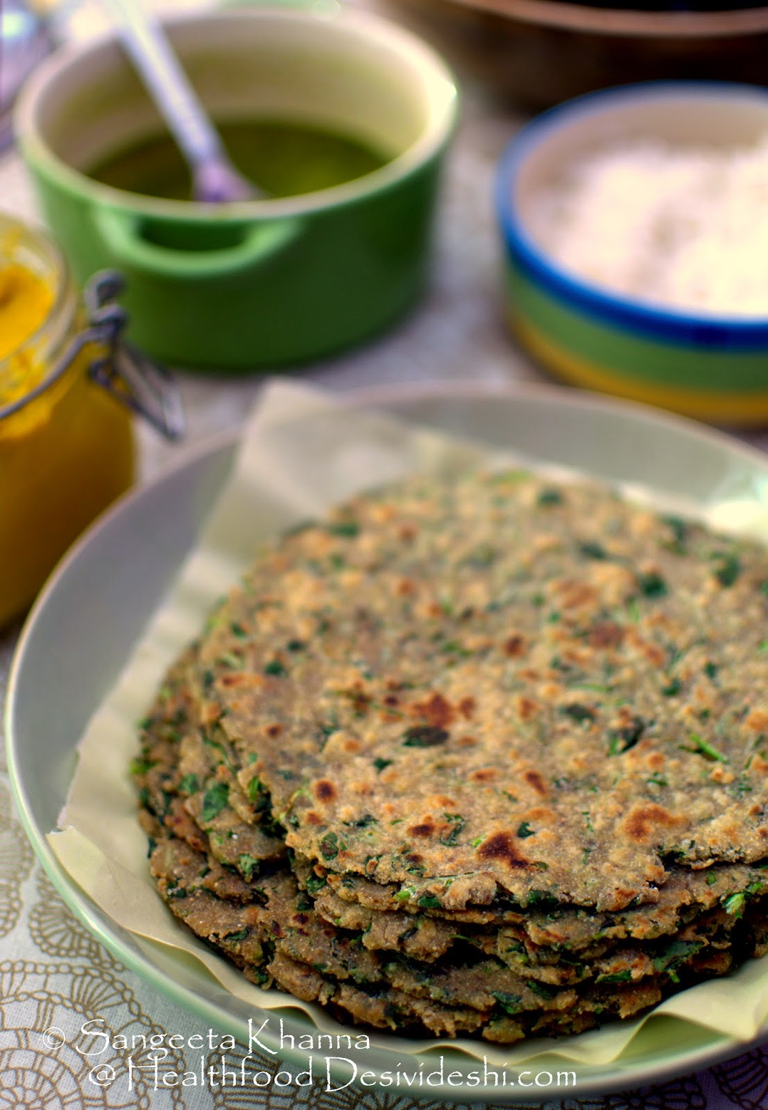 101 alternative flours jowar methi paratha flat bread made with flour and fenugreek