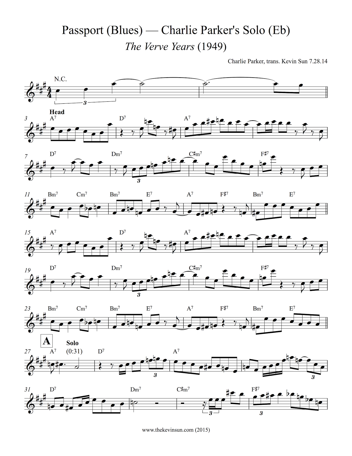clifford brown solo on i ll remember april transcription