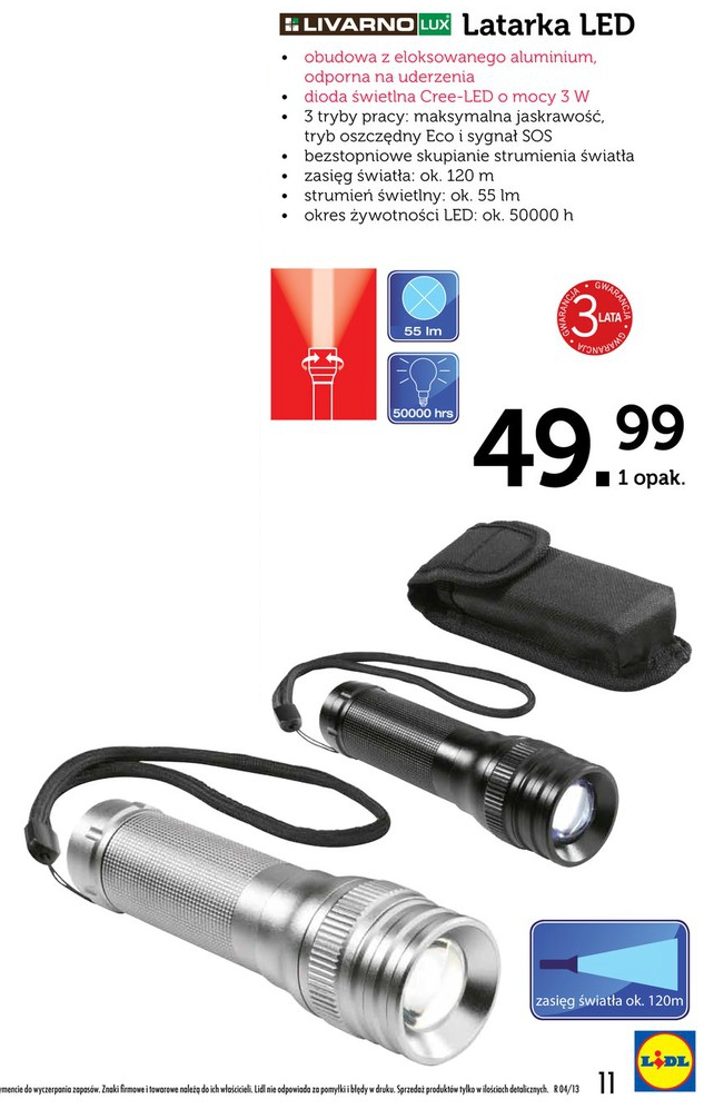 Co w Lidlu Latarka LED Cree 3W LivarnoLux z Lidla