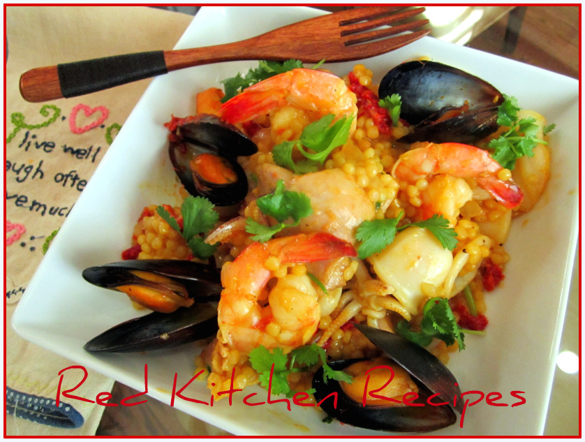 Red Kitchen Recipes Paella (with Pearled Couscous)