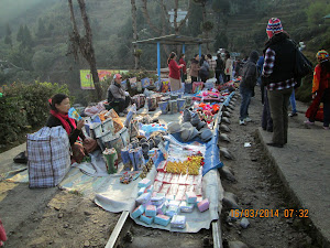 Hawkers selling commodities on 'Toy Train Rail Track" in Batasia loop  garden.