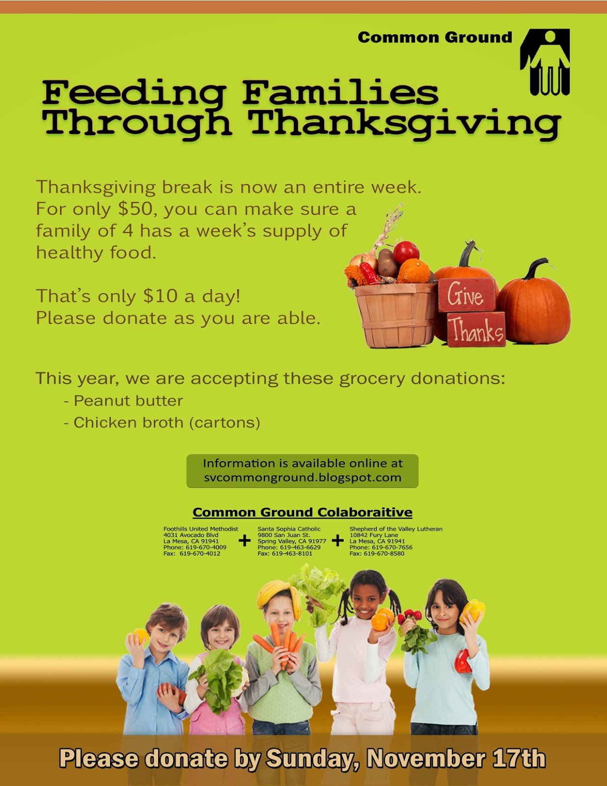 thanksgiving food drive flyer
