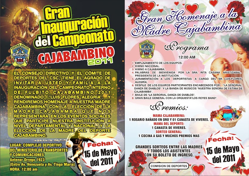 Inauguración del Campeonato Cajabambino 2011 en Lima, este 15 mayo
