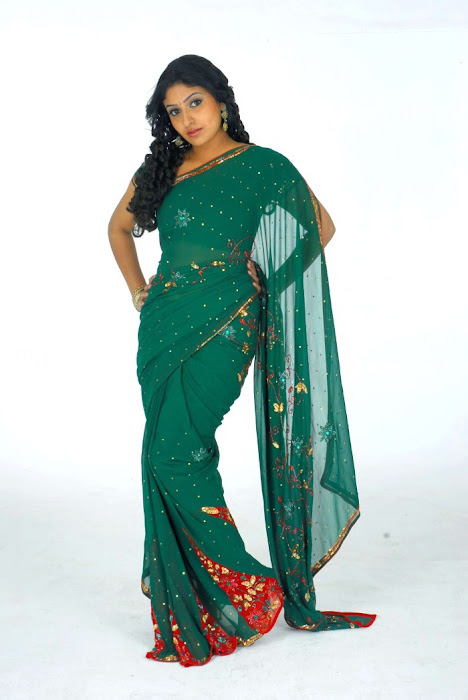 monica in green saree shoot hot images