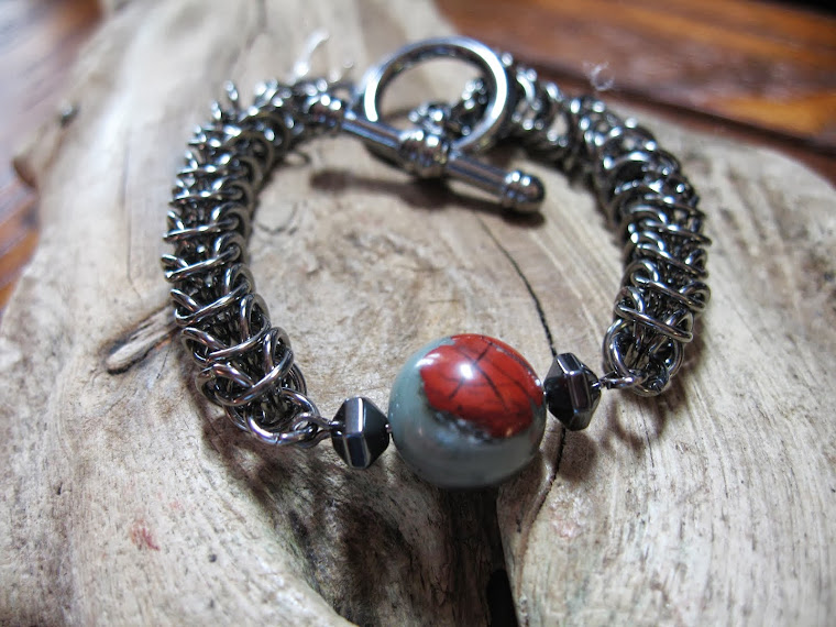 Bloodstone and boxchain bracelet