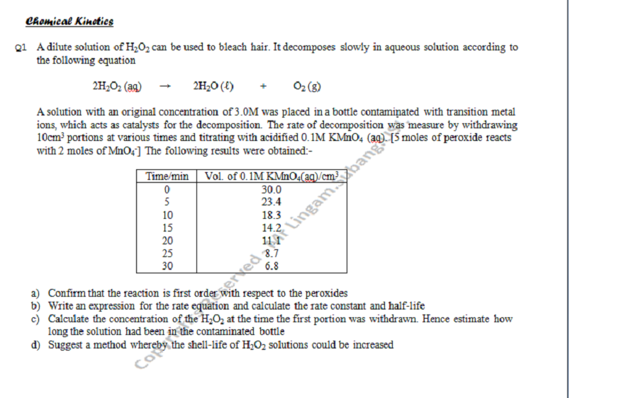 chemical kinetics questions Chemical kinetics practice test – answer key reduces the activation energy. chemical kinetics questions Chemical kinetics practice test – answer key reduces the activation energy.