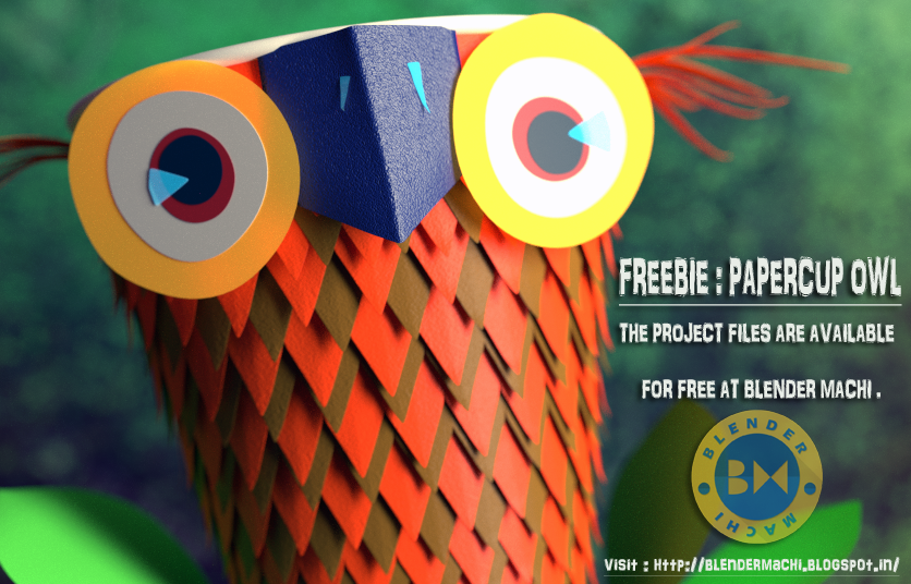 Freebie Papercup Owl Blender Machi