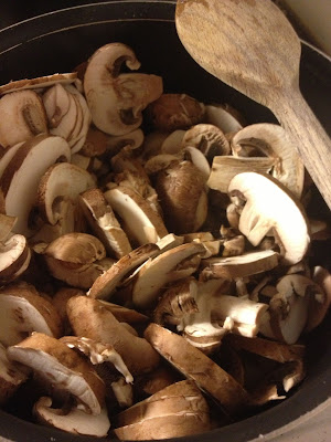 chestnut mushrooms in pan